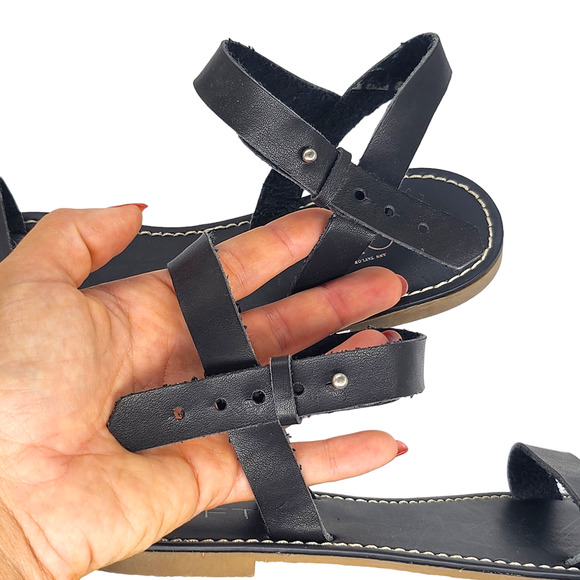 Ann Taylor Loft Sandals 7 Ankle Strappy Black Gladiator Rustic Summer Beach - Picture 6 of 8
